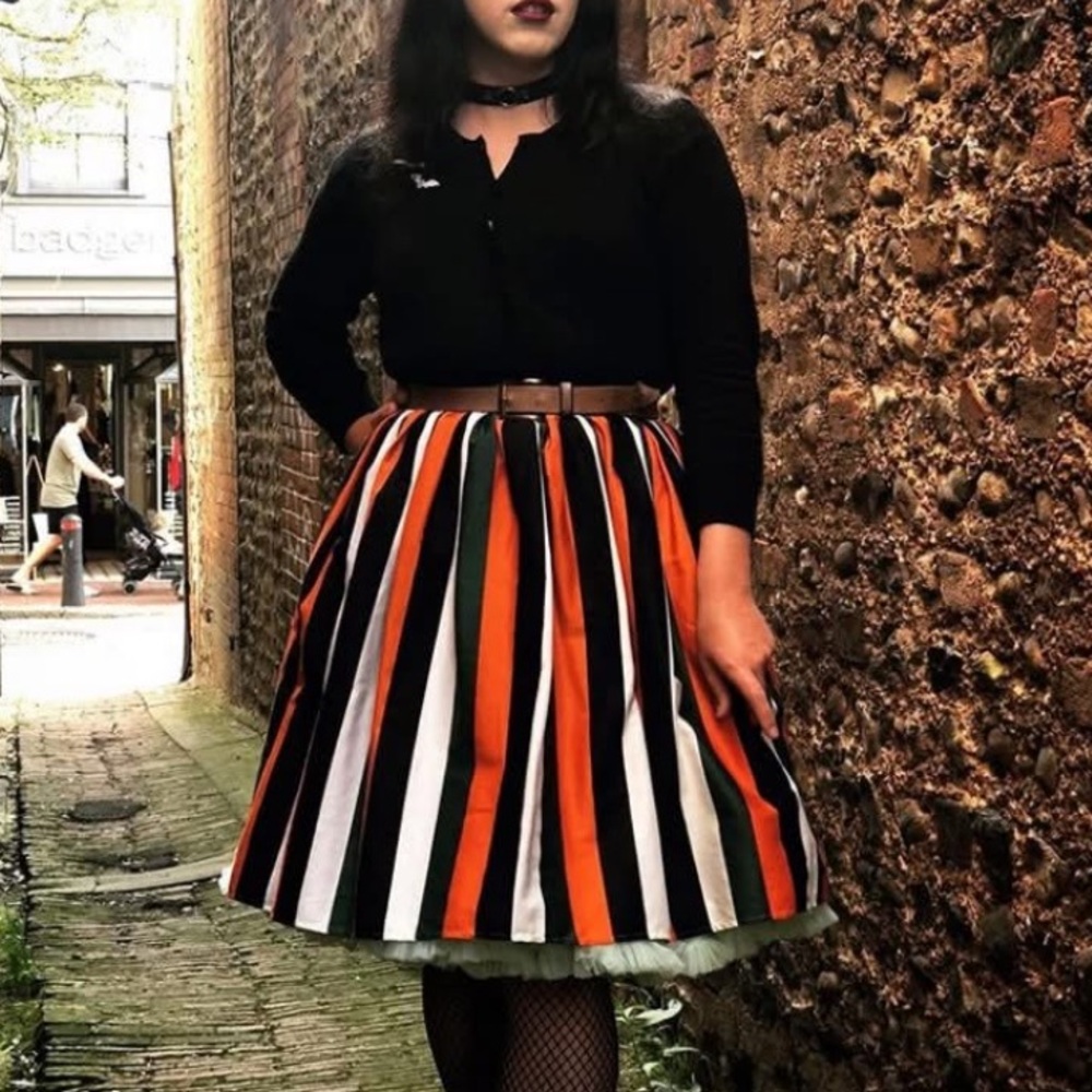 2X Collectif Mainline Jasmine Pumpkin Stripe Swing Skirt